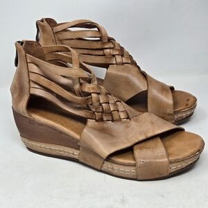 ANTELOPE Tavi Tan Leather Wedge Sandals Women’s 6.5-7 US| 37 EU Rustic Chic Boho
